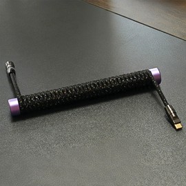 Yoqanr Flash Diamond Mechanical Keyboard Cable Wire USB C Cable,Two Set Detachable Aviation Plug Keyboard Cables, 59" to 78.7" USB-A to Type-C, for Gaming & Typing(Black+Purple)