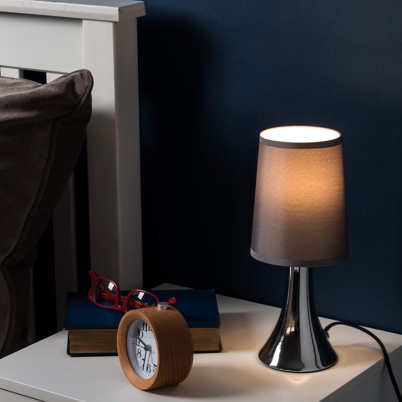 MiniSun Small Modern Curved Base Chrome Touch Table Lamp with