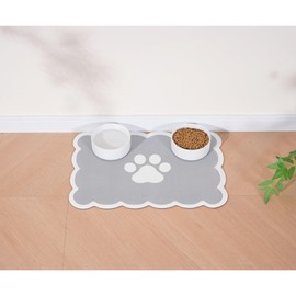 Ralxion Scalloped Dog Feeding Mat, Absorbent Mats for Dog Food and Water Bowl, Dispenser, Cute Elegant Aesthetic Preppy Sage Green Scallop Pet Placemat for Dogs, Cats, Puppy Accessories, 14" X 19”