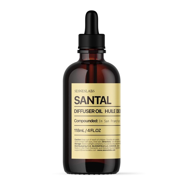 Santal Diffuser Oil, Niche Scent, Luxury Amber Coco Vanilla Cedar Sandalwood Musk Essential Oils Blend for Ultrasonic Diffuser Scent Projects (4 oz/118 ml)