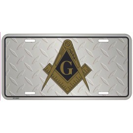 Unbranded Mason Freemason Diamond Deck Style 6"x12" Aluminum License Plate Sign