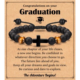 Leyung Graduation Gifts for Him 2024, Class of 2024 Cross Bracelet for Boys, High School College Graduation Jewelry Gifts for Men Grandson Son Nephew Godson Brother
