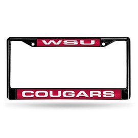 NCAA Rico Industries Laser Cut Inlaid Standard Chrome License Plate Frame, Washington State Cougars