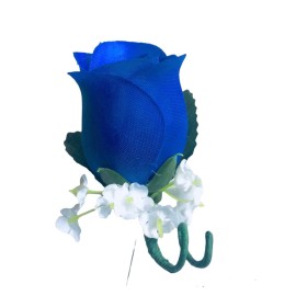 Handmade Royal Cobalt Blue Rose Grooms Mens Wedding Quinceanera Boutonniere Flowers