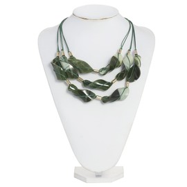 BOCAR 3 Strand Statement Acetate Necklace Women Fashion Resin Multi Layered Collar Necklaces (NK-10660-Deep Green)