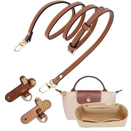 2-Pack Mini Bag Replacement Shoulder Strap and Bag Insert Organizer for Longchamp, Shoulder Strap No Punch Adjustable Buckle Design, Multi-Pocket Felt Tote Organizer for Small Handbag Organizer（0.9）