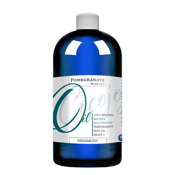 cocojojo Pomegranate Seed Oil 100% Pure Cold Pressed 16 oz Refined Perfect for Skin Hair Nails Cuticles Premium Grade
