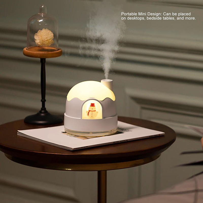 Small Humidifier 350ml Desktop Humidifier Snow House Warm Light USB