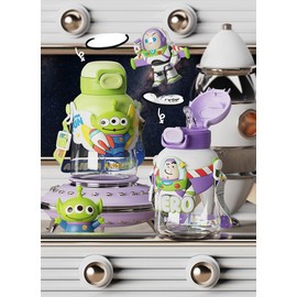 FEIFEI'S BOW Buzz Water Bottle Reusable Kids 700ml PP with straw Lid BPA Free Drinking bottle(Buzz)