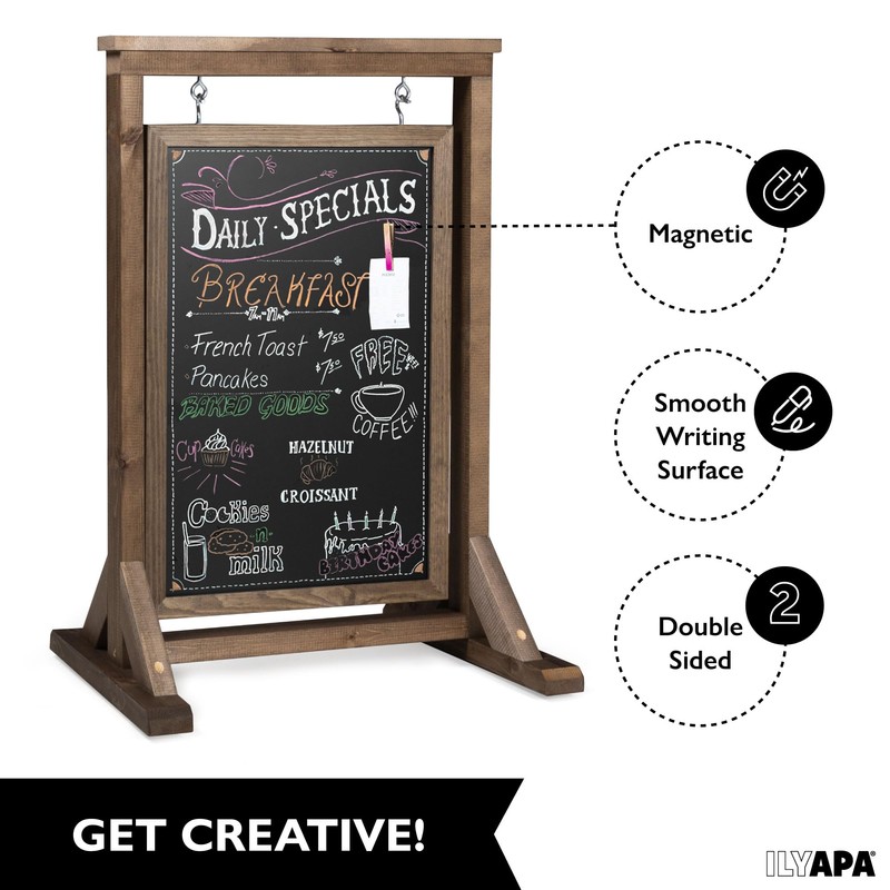 Ilyapa Rustic Double Sided Swinging Chalkboard Sidewalk Sign - Barnwood
