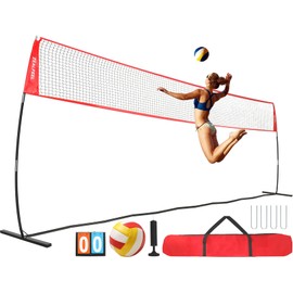 ZEALFEEL Volleyball Net, 20FT Volleyball Training Net Height Adjustable, Portable Freestanding Practice Net for Hitting or Serving Drills, Pop up Volley Ball Nets with Carry Bag for Backyard Outdoor