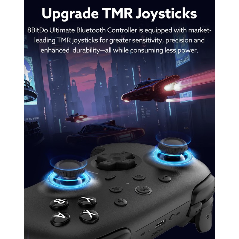 8Bitdo Ultimate 2 Bluetooth Controller (TMR Joystick Update), RGB Fire