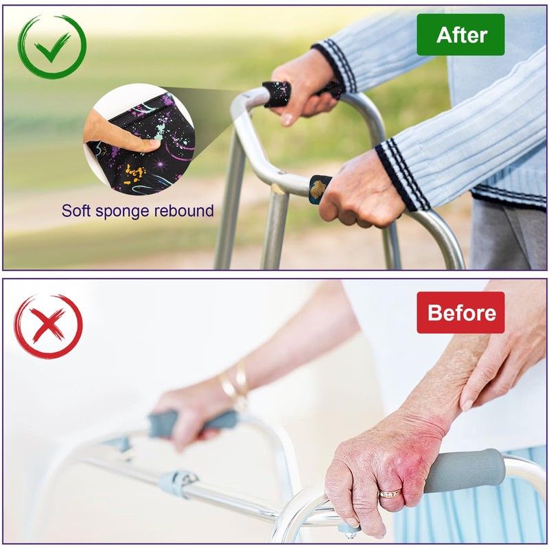 2 Pack Universal Walker Padded Hand Grip Covers Non-Slip Cushion