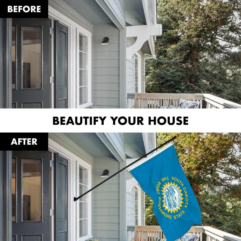 UD_G128 Combo Pack: 6 Ft Tangle Free Spinning Flagpole (Black)