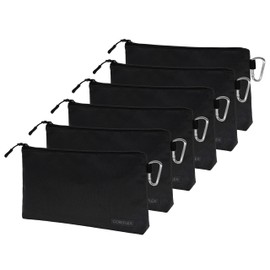 Coreflex Premium Tool Pouch Zipper Bag, Small Tool Bag, Multipurpose Storage pouch, Heavy duty Flat Bottom Tool bag with YKK Zipper (6 pack Large 12inch Black)