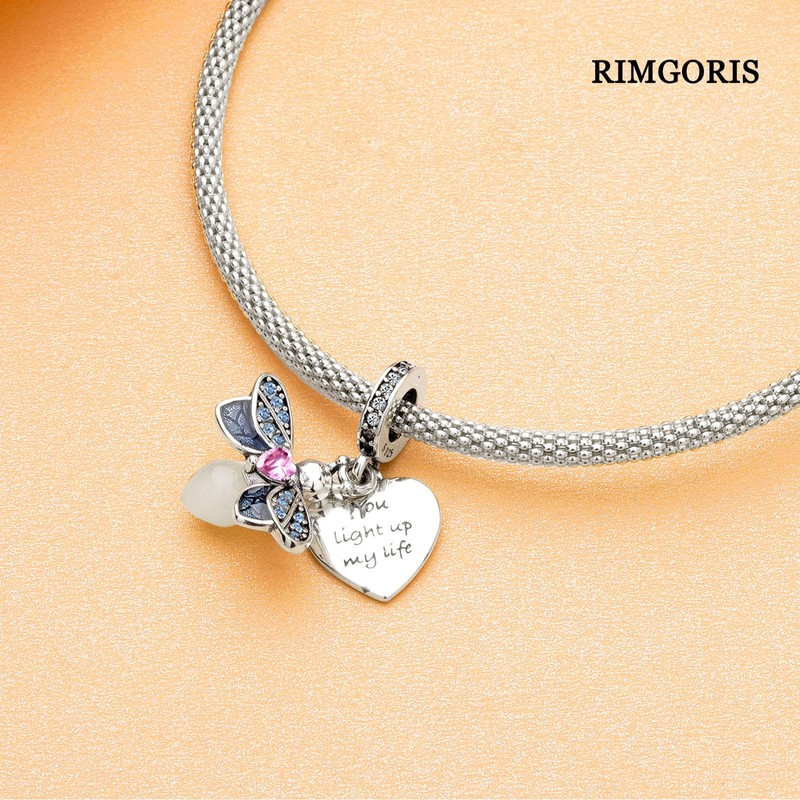 Rimgoris 925 Sterling Silver Charms for Women Bracelets Necklace Firefly