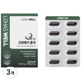 Rohaswell CoQ10 AltiGomega 3 Red Yeast Yeast, 3 packs, 30 tablets / 로하스웰 코큐텐 알티지오메가3 홍국, 3개, 30정