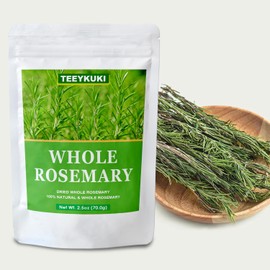 Natural Dried Whole Rosemary Sprigs, 2.5oz(70.0g), 30~40 Sprigs, Premium Grade Dried Rosemary Sprigs for Baking & Beverages, Non-GMO