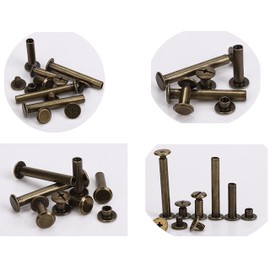 LBY 100pcs Chicago Screws Binding Screw Posts,M5 x 10/20/30/40/50mm Binding Barrels and Screws Assortment Kit, for Leather Saddles Purses Belt Repair, Plating (Green Bronze-Coloured)