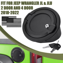 VEHITO Locking Fuel Filler Door Gas Tank Cap Cover w/Keys for Jeep Wrangler JL 2018+