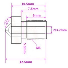 SIUTEC® V5 V6 Premium Nozzle/Nozzle, 0.5 mm, Titanium Alloy/Titanium Alloy, 1.75 mm Filament, 3D Print, i3, i3 Mega S, Chiron, 4MAX, Vyper, Kobra, Kobra Max, E3D V5 / V6 Hotend