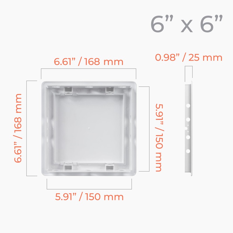 HVAC OV 6 x 6 Inch White Square ABS Plastic