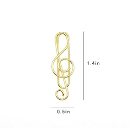 EYAKEG Paper Clips Cute Musical Note Shape Paper Clip for Music Enthusiast for Party Invitation Card Notebook Files Office School (50 Pcs Musical Note Shape), Gold