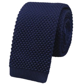 Rosiika - Corbatas ajustadas de punto con textura de color sólido para hombre, acabado cuadrado, Azul marino, Talla única