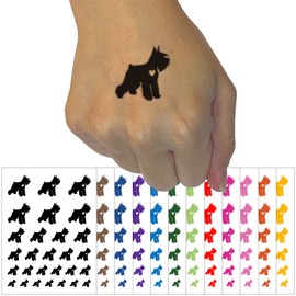 Miniature Schnauzer Dog with Heart Temporary Tattoo Water Resistant Fake Body Art Set Collection - Light Pink (One Sheet)