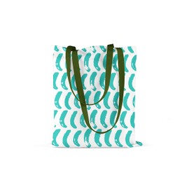 Le Jardin du Lin Bedruckte Einkaufstasche mit Grünen Langen Henkeln, Wiederverwendbare, Tasche, Faltbar, ​Stofftasche, Größe: 34 x 40 Cm