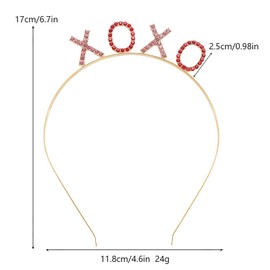 Soochat Valentine's Day Headbands Rhinestone XOXO Headband Glitter XO Hair Hoop for Valentine's Day Wedding Engagement Hair Accessories
