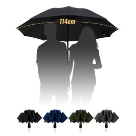 Chakipee Large Storm Resistant Umbrella for Rain Compact Travel - Automatic Open and Close for Men and Women Windproof - with 10 Ribs Umbrella XXL 210T Fabric Robust and High Quality, black