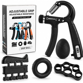 5 Piezas Fortalecedor de Agarre de Mano, Ejercitador de Agarre con Resistencia Ajustable, Entrenador de Antebrazo con Contador, Hand Grip para Ejercicio de Palma, Dedos y Antebrazo