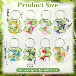 CRASPIRE 8 Color Mushroom Resin Keychain Leaves Key Chain Leaf Colorful Key Rings Transparent Hanging Pendants Plant Charm Keyrings Bulk for Purse Car Bag Backpack Decorations Party Favors Bulk