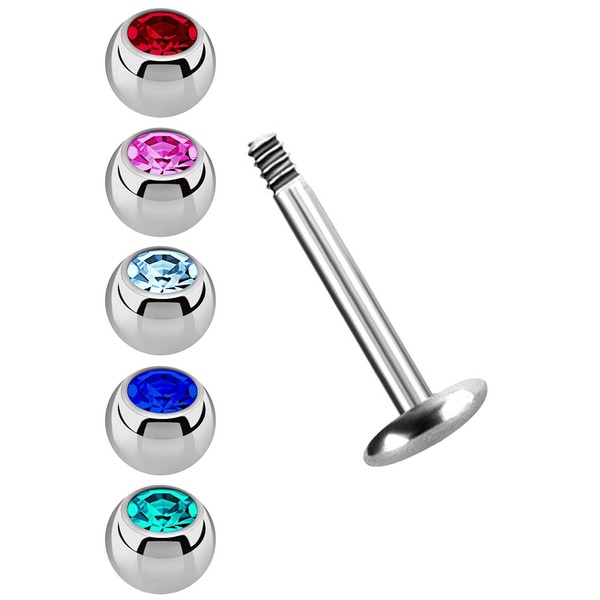 Steel Piercing Set, One Labret, 4 mm Plate in 1.2