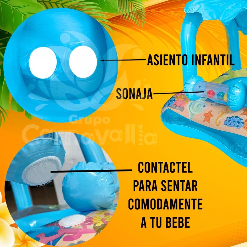 Grupo Carnavallia Salvavidas Inflable Infantil Azul Con Techo Para Bebé