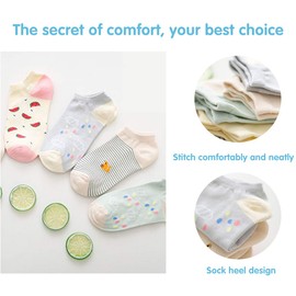 Glamorstar Women Socks Cotton No Show Low Cut Socks Ankle Sock 5 Pack, Watermelon, One Size