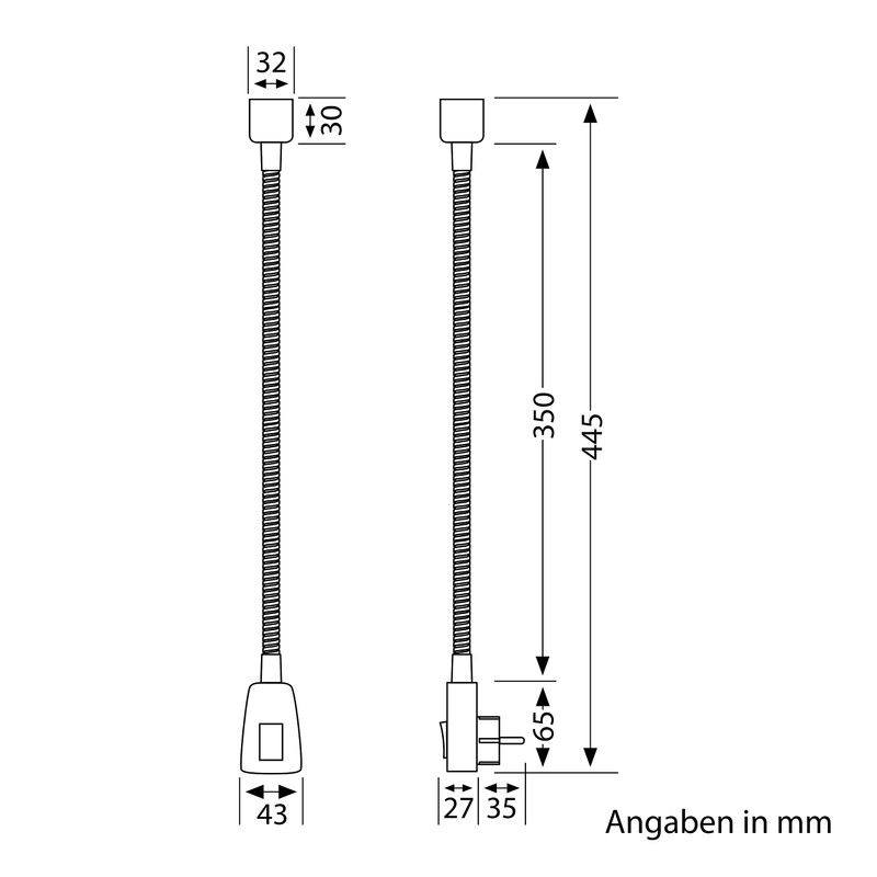 ledscom.de LESCH 2 Piece Socket Lamp Gooseneck Switch Chrome /