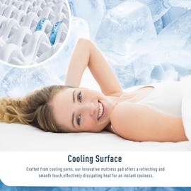 HOMTEC Cooling Mattress Pad California King Size Mattress Cover Waterproof Quilted Fitted Mattress Protector Extra Deep Pocket 18-22" Breathable & Soft for Hot Sleepers - Crystal Blue