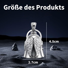 Guardian Bell, Motorcycle Keyring, Guardian Biker Bell, Guardian Angel Motorcycle Bell, Motorcycle Bell, Lucky Charm Keyring, Motorcycle Portable Peace Stainless Steel Protective Bell Angel, Silvery