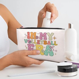 RTTLALUO Volleyball Era Makeup Bag, Volleyball Gifts For Sports Player, Cute Makeup Pouch, Travel Toiletry Bag With Zipper, Birthday Anniversary Christmas Gifts For Women Best Friend Bestie Her
