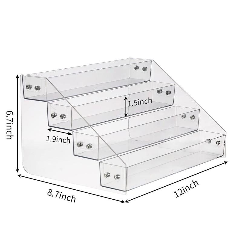 Kihor Acrylic Spice Rack, Tiered Spice Rack Shelf Seasoning Organizer