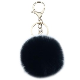 Xsclpomddy Pom Pom Keychain Faux Fur Ball Keychains Fluffy Keyring Tote Pendant Car Bag Soft Plush Charm,black color