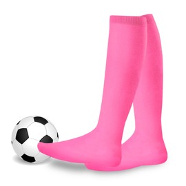 Youth to Adult Unisex Soccer Athletic Sports Team Cushion Socks 9 Pack (Large (10-13), Hot Pink)