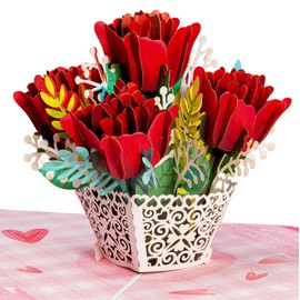 Paper Love 3D Pop Up Card, Lovely Roses Pop-Up Cards, for Birthday, Anniversary, Mothers Day, Thank You, Get Well, All Occasion - 5" x 7" Cover - Includes Envelope and Note Tag