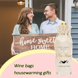 Housewarming Gift Wine Bag for Women Men Neighbors New Home Gifts for Family Best Friend Going Away Gifts for Friends Besties House Warming Gifts for Homeowners Clients New Home Wine Bottle Gift Bag