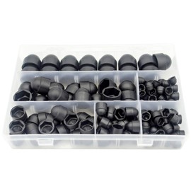 Guard4U 170Pcs M4 M5 M6 M8 M10 M12 Black Bolt Covers Screw Caps Assortment Kit, Plastic Acorn Dome Protection Caps for Protecting Hexagon Shaped Screws Bolts