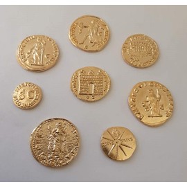 Roman Imperial Coins - Reproduction Ancient Roman Coins - Gold-Plated Metal - Set of 8 Emperor The Ancient Rome