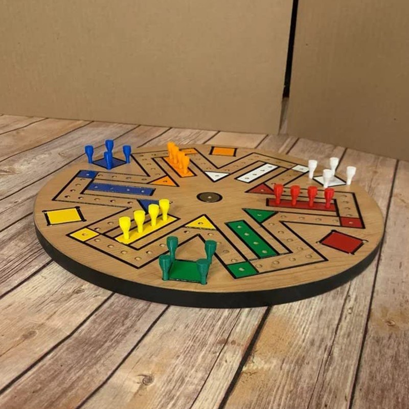 Fast Track Game Wood 35.5cm Diameter Family Board Game Brown