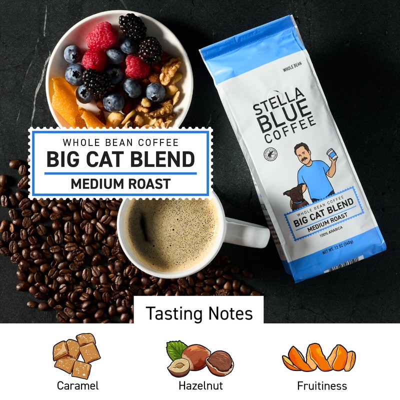 STELLA BLUE Fresh Whole Bean Coffee | Big Cat Blend